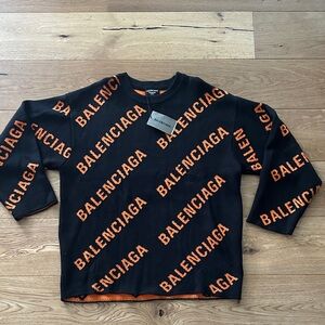 Balenciaga with tag unisex Logo Sweater in Black and Orange